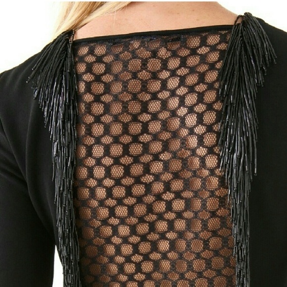 Diane Von Furstenberg | Margherita beaded little black mini dress Women’s size 2 - Picture 4 of 13